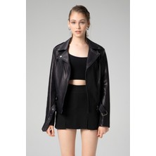 Dericlub K2165 Jumbo Gerçek Deri Kadın Mont