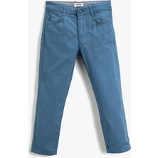 Koton Cepli Slim Fit Pamuklu Chino Pantolon Erkek Çocuk 6 - 7 Yaş Indigo Renkli Günlük Stil