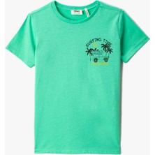 Koton Palmiye Baskı Detaylı Baskılı Kısa Kollu Tişört Bisiklet Yaka Pamuklu