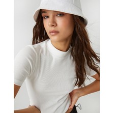 Koton Basic Crop Tişört Kısa Kollu Dik Yaka
