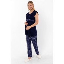 Effortt Lacivert Hamile Lohusa Pijama Takımı