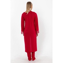 Effortt Vişne Sabahlıklı Hamile Lohusa Pijama Takımı