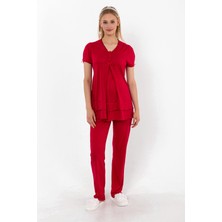 Effortt Vişne Sabahlıklı Hamile Lohusa Pijama Takımı