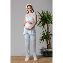 Effortt Mavi Hamile Lohusa Pijama Takımı