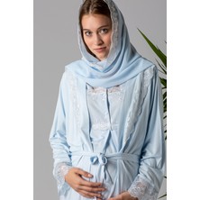 Effortt Mavi Sabahlıklı Hamile Lohusa Pijama Takımı