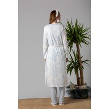 Effortt Mavi Sabahlıklı Hamile Lohusa Pijama Takımı