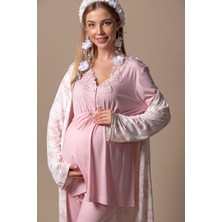 Effortt Pembe Sabahlıklı Hamile Lohusa Pijama Takımı