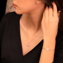Ravza Gümüş 925 Ayar Gümüş Kamelya Çiçeği Set