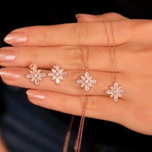 Ravza Gümüş 925 Ayar Gümüş Kamelya Çiçeği Set