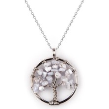 Asya Gems Tel Sarmalı Mavi Kalsedon Hayat Ağacı Doğal Taş Kolye