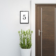 Decorita Cam Kapı Numarası - Cam Yönlendirme Levhası | 5 Numara | Siyah Yazı | 14.8cm x 21 cm