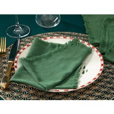 English Home Smooth Fringes Pamuk 6'lı Misafir Peçetesi Yeşil