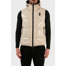 Herno Regular Fit Kaz Tüyü Dolgulu Kapüşonlu Parlak Şişme Yelek Erkek Yelek PI000860U 12220 1985