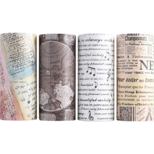 4 Rulo Vintage Tarzı Washi Bant Seti Dekoratif 90MM Çıkartma Paketi Dergisi