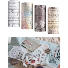 4 Rulo Vintage Tarzı Washi Bant Seti Dekoratif 90MM Çıkartma Paketi Dergisi