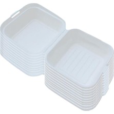 Compostable Clamshell Gıda Kaplarını Çıkarın Konteynerler Beyaz 10 Pcs Beyaz 10 Pcs 15X15X8CM