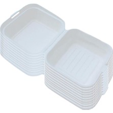 Compostable Clamshell Gıda Kaplarını Çıkarın Konteynerler Beyaz 10 Pcs Beyaz 10 Pcs 15X15X8CM