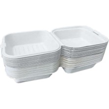 Tek Kullanımlık 6x6 Clamshell Pacsout Kutusu Biyobozunur Gıda Konteynerleri Kutular Beyaz 50PCS 15X15X8CM