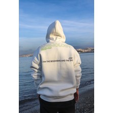 Piedra Oversize Beyaz Kapüşonlu  Sweatshirt