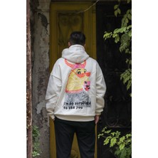 Piedra Beyaz Oversize Kapüşonlu  Sweatshirt
