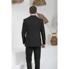 Zayfa Siyah Slim Fit Saten Şal Yaka Erkek Damatlık Smokin