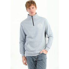 Mococo Erkek Baskılı Fermuarlı Gri Sweatshirt MC5715