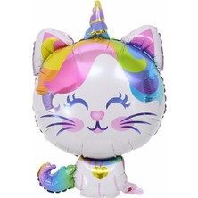 Parti Station Cat Unicorn Folyo Balon 92X60 cm Helyum Balon Uçan Balon