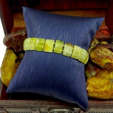 Tesbih Rüyası Damla Kehribar Bileklik Sarı Düz Kesim