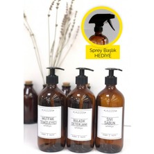 Lalezen 3'lü Amber Cam Şişe 500 ml Bulaşık Deterjanı Sıvı Sabun Mutfak Temizleyici Etiketli