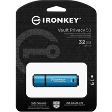 Kıngston Ironkey Vault Prıvacy 50 AES-256 32GB IKVP50/32GB Şifreli USB 3.2 Gen1 Flash Bellek