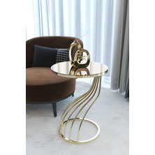 Puk Life Kuğu Yan Sehpa Gold Ayak Bronz Ayna