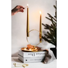 Lalezen Gold 2'li Halka Şamdan Mumluk