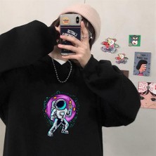 Touz Moda Dancer Astronaut Siyah Kapüşonlu Sweatshirt