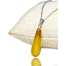 Tesbih Atölyesi Sertifikalı Damla Kesim Doğal Akik Taşı Kolye