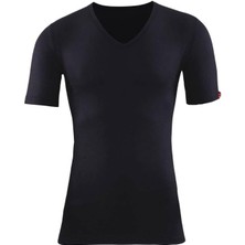 Blackspade 1263 V Yaka Kısa Kol Termal Siyah Pamuklu Erkek İç Giyim