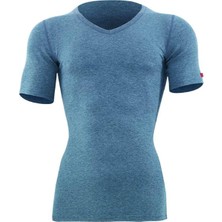 V Yaka Kısa Kol Unisex Gri Termal 1263