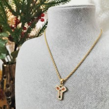 Hg.Aksesuar Kadın Zirkon Taşlı Çelik Harf Kolye