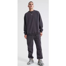 Amor Man Özel Tasarım Yuvarlak Yaka  3 Ipilk %100 Pamuk Tam Kışlık Oversize Sokak Modası Erkek Eşofman Takımı