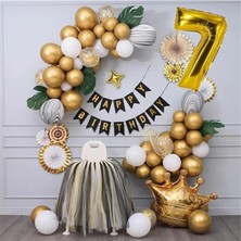 Çıtı Pıtı Store Kral Taçlı Gold Zincir Balon Doğum Günü Seti 7 Yaş