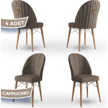 Canisa Concept Ritim Serisi  Babyface Kumaş Doğal Ahşap Ayak Beyaz Kafes  4 Adet Sandalye