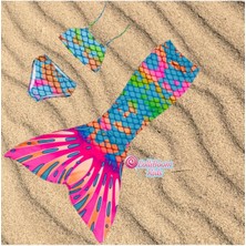 Lolli Boom Kids Kız Çocuk Deniz Kızı Kostüm Bikini - Mayo Efsane Little Mermaid Çok Renk Geçişli Balıksırtı