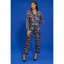 for you in&out 7'li Kaplan Flamingo Desenli Yeşil Pijama Takımı S27483