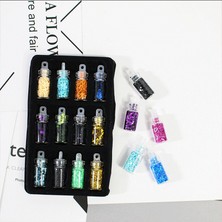 Beauty Box 12'li Nail Art Lüks Tırnak Süsleme Pulları Glitter Set Kalıcı Oje Protez Tırnak Süsleme Göz Makyajı