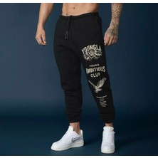 Amor Man Youngla Baskılı 3 Iplik Şardonlu %100 Pamuk Tam Kışlık Özel Tasarım Dış Mekan Erkek Eşofman Altı