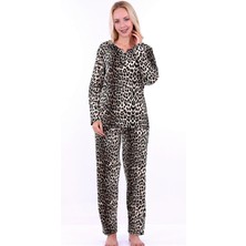 Etoile Leopar Desenli Pamuklu Kadın Pijama Takımı Evia