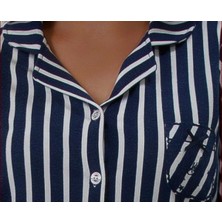 Etoile Önden Düğmeli Soft Kadın Pijama Takımı Mavi