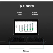 Duhaline Samsung Galaxy Tab A 8 SM-T290 / T297 Uyumlu  Bluetooth Mini Katlanır Kablosuz Şarjlı Klavye