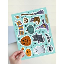 Piksel Grafik Halloween Mavi Sticker Seti