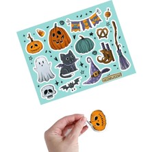 Piksel Grafik Halloween Mavi Sticker Seti