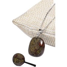 Tesbih Atölyesi Sertifikalı Gümüş Aparatlı Doğal Kan Taşı Kolye